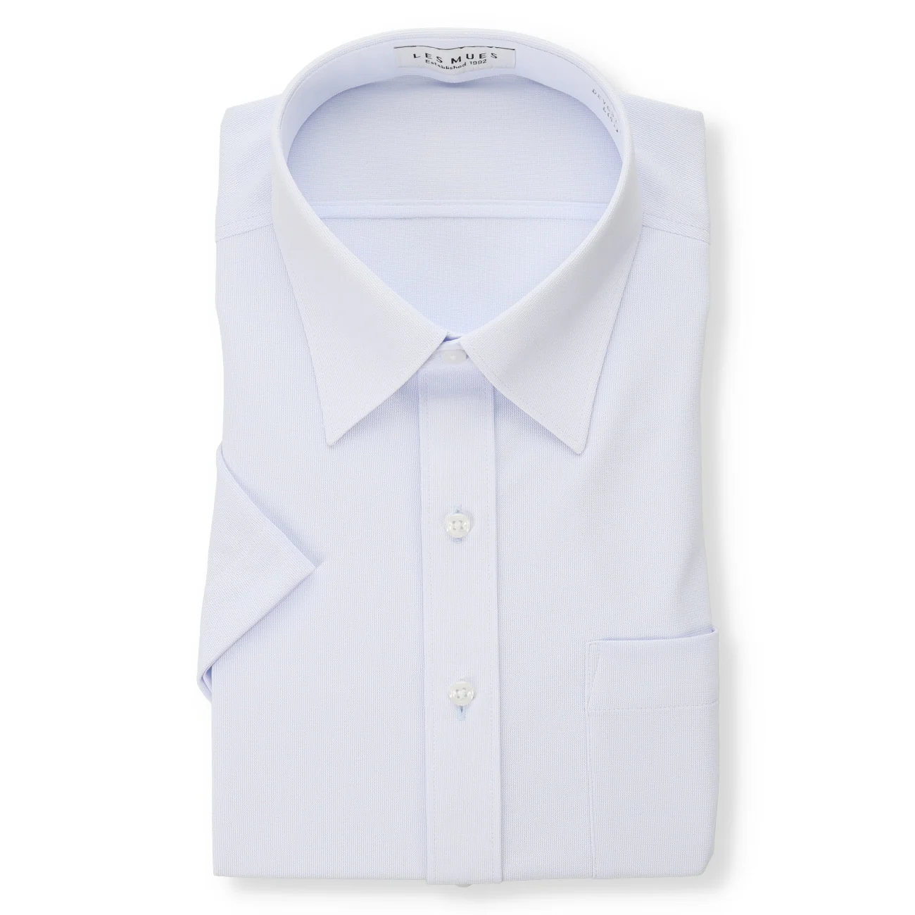 Japanese Fabric SUPER Aircool Sweat-Resistant Point Collar Short Sleeve Shirt - Blue