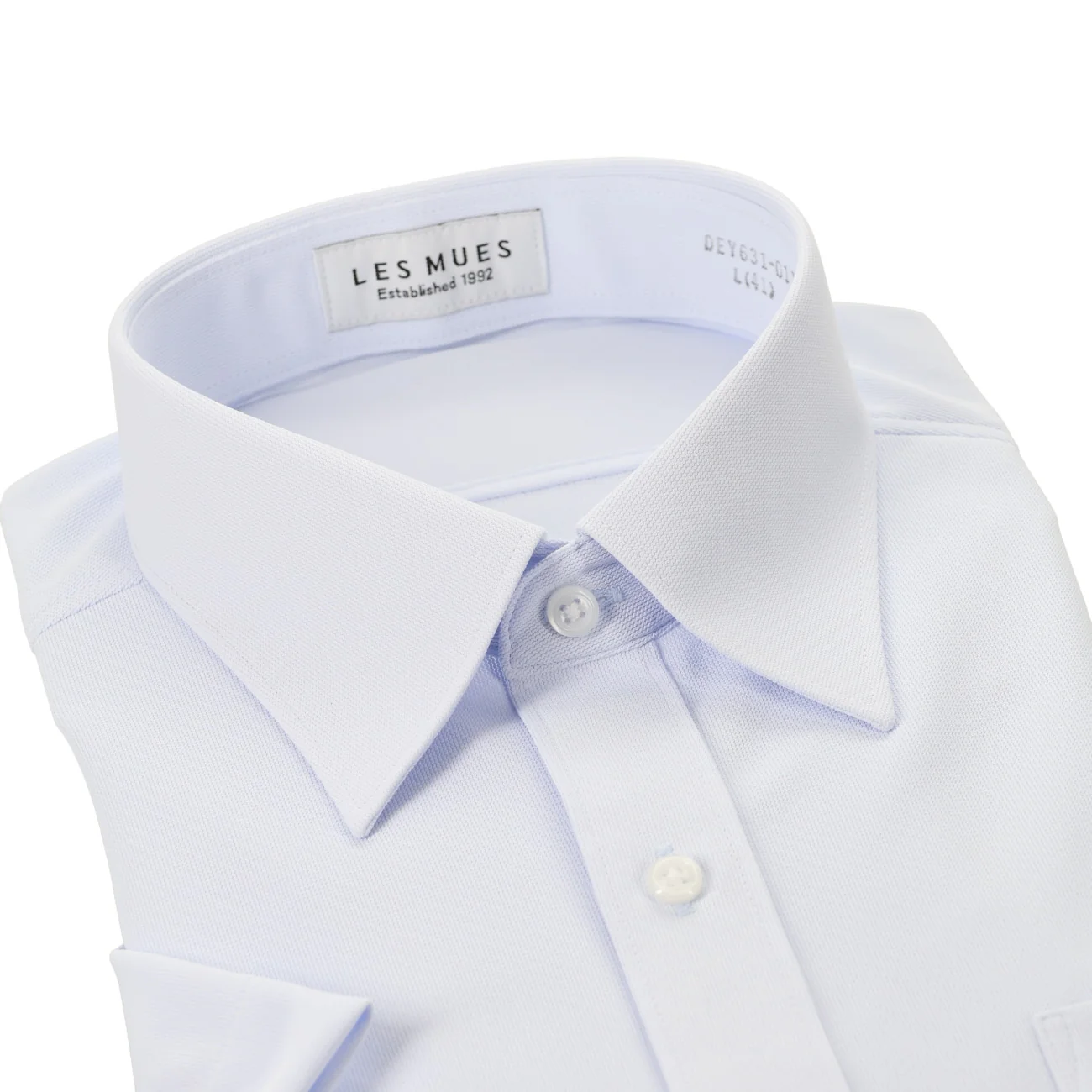 Japanese Fabric SUPER Aircool Sweat-Resistant Point Collar Short Sleeve Shirt - Blue - Image 3