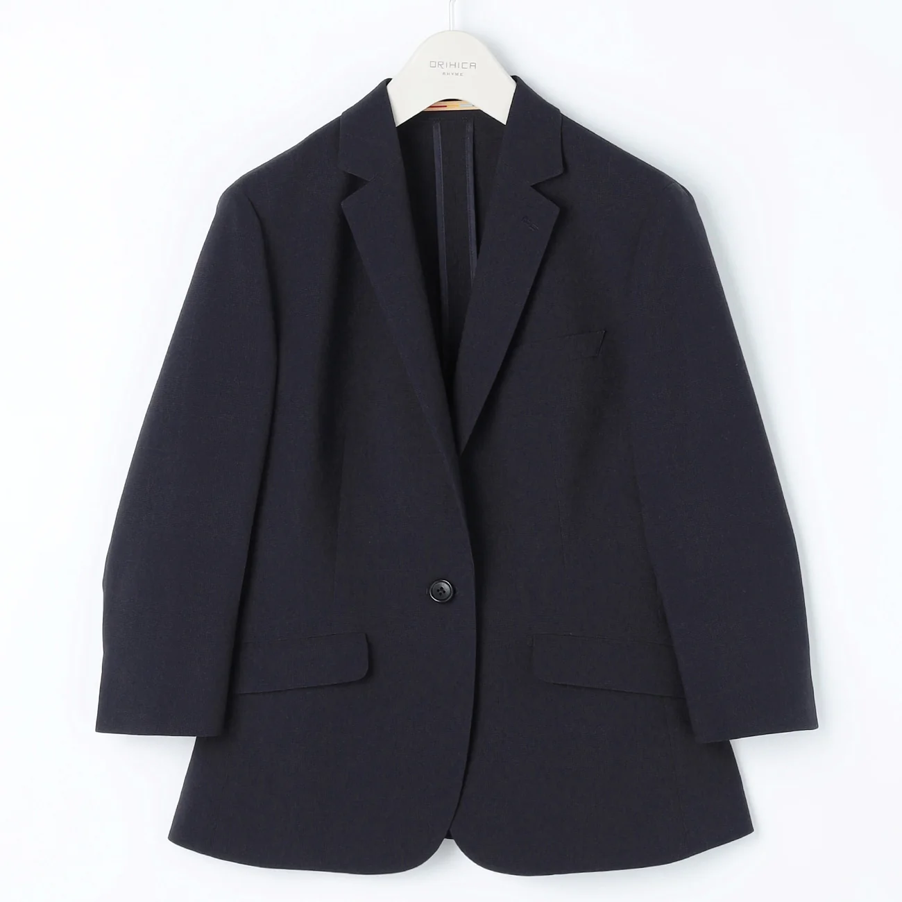 Washable Stretch Three-Quarter Sleeve Check Jacket - Navy - Image 19