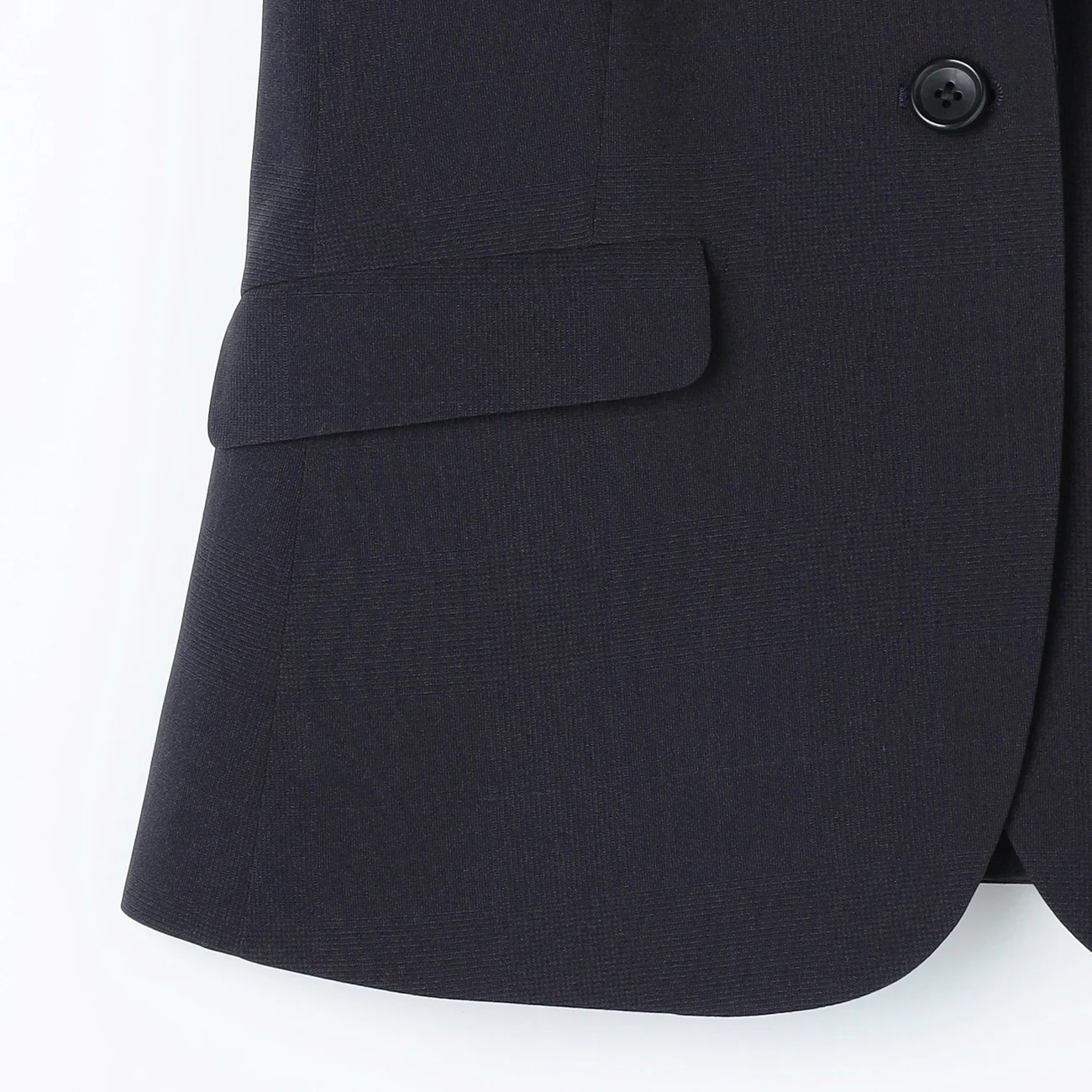 Washable Stretch Three-Quarter Sleeve Check Jacket - Navy - Image 23