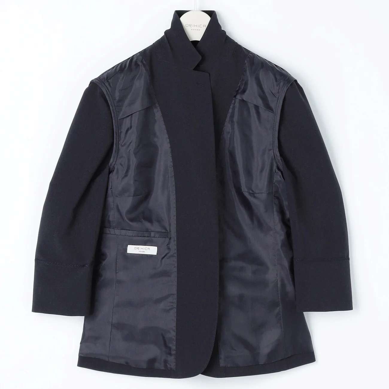 Washable Stretch Three-Quarter Sleeve Check Jacket - Navy - Image 24