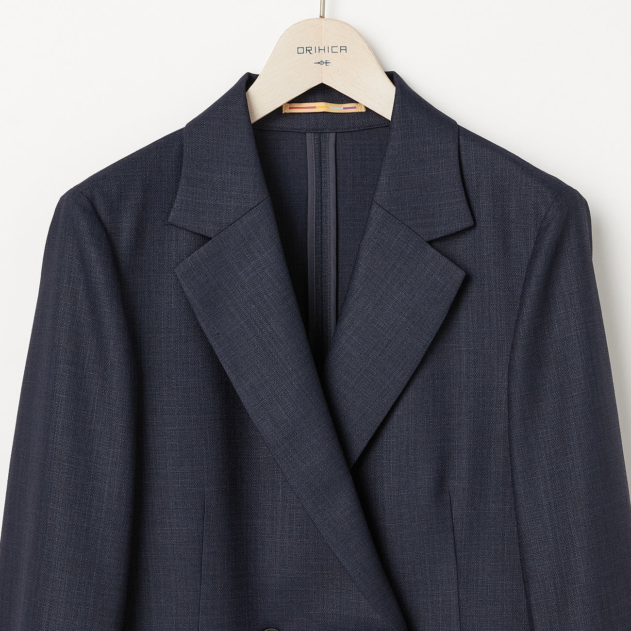 THE THIRD SUITS Linen-Like Cropped Sleeve Double-Breasted Jacket - Navy - Image 23